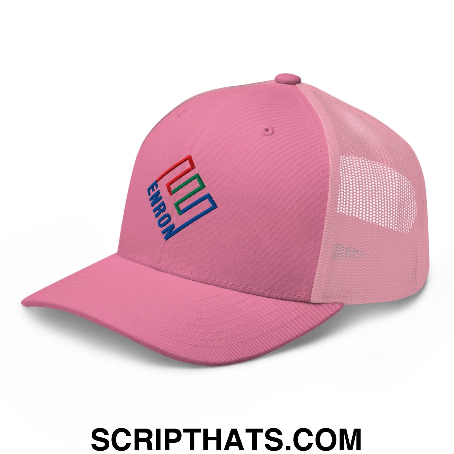 Enron Embroidered Mesh Trucker Hat Pink