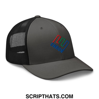 Enron Embroidered Mesh Trucker Hat Charcoal Black