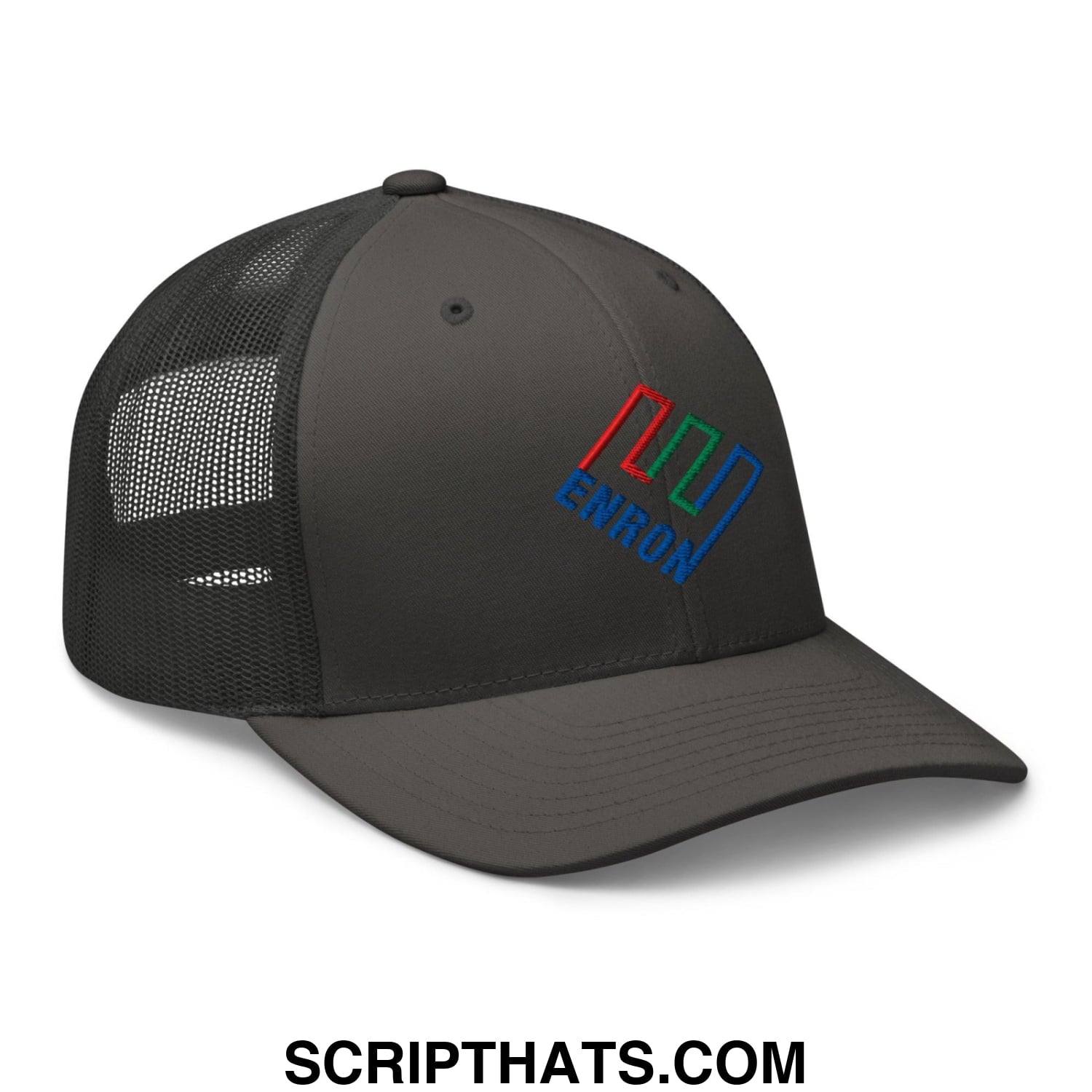Enron Embroidered Mesh Trucker Hat Charcoal