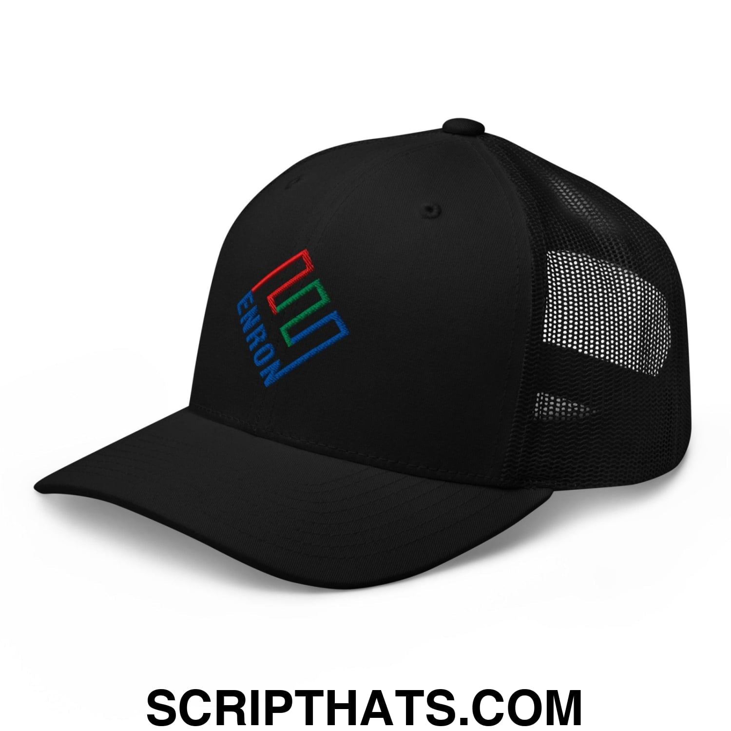 Enron Embroidered Mesh Trucker Hat Black