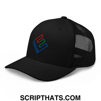 Enron Embroidered Mesh Trucker Hat Black