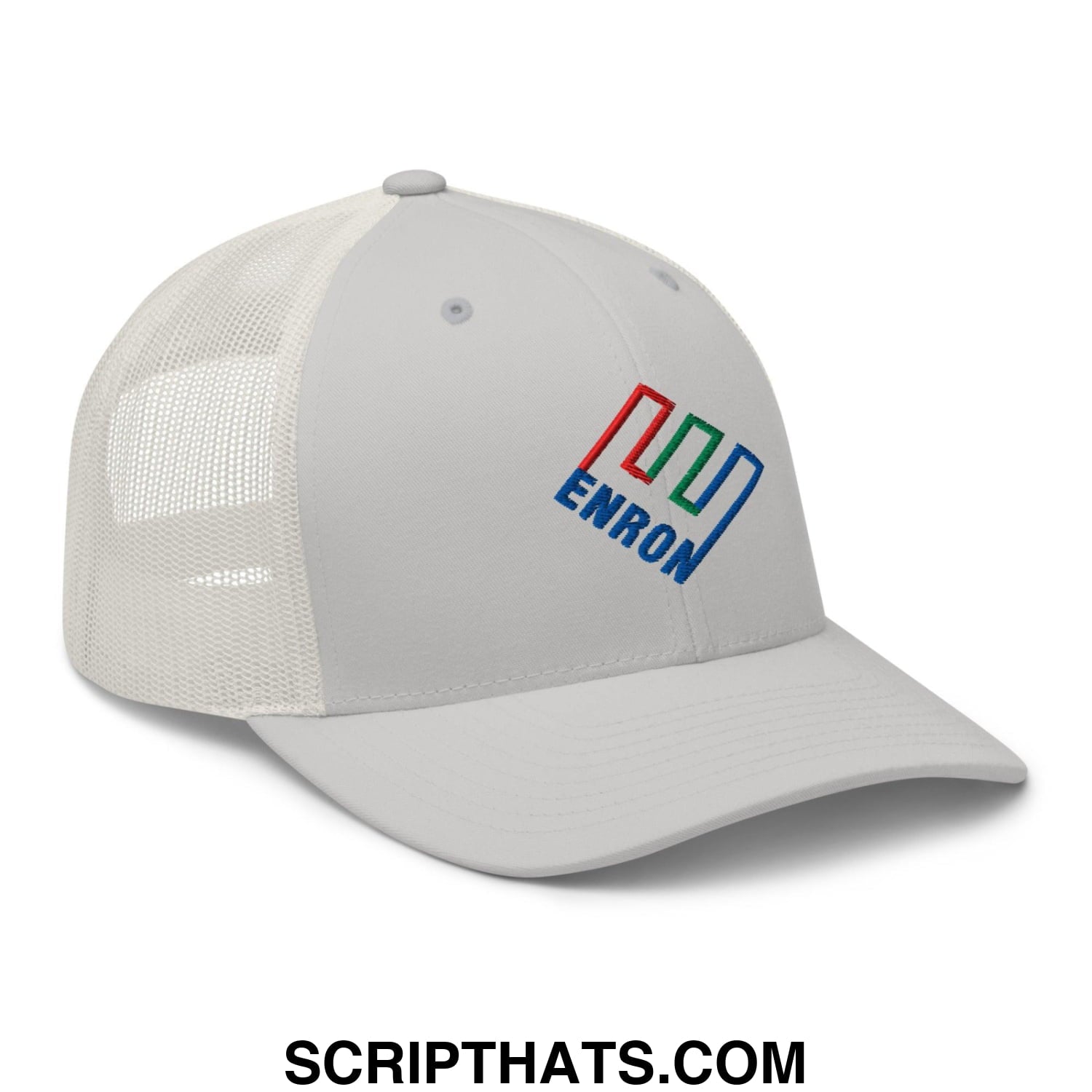 Enron Embroidered Mesh Trucker Hat Silver