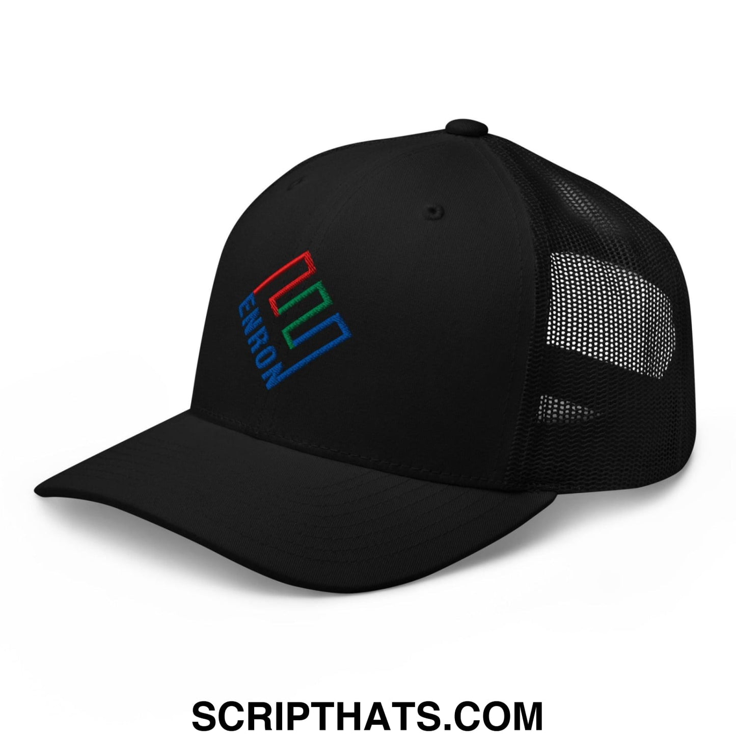 Enron Embroidered Mesh Trucker Hat Black