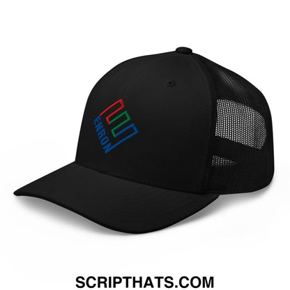 Enron Embroidered Mesh Trucker Hat Black