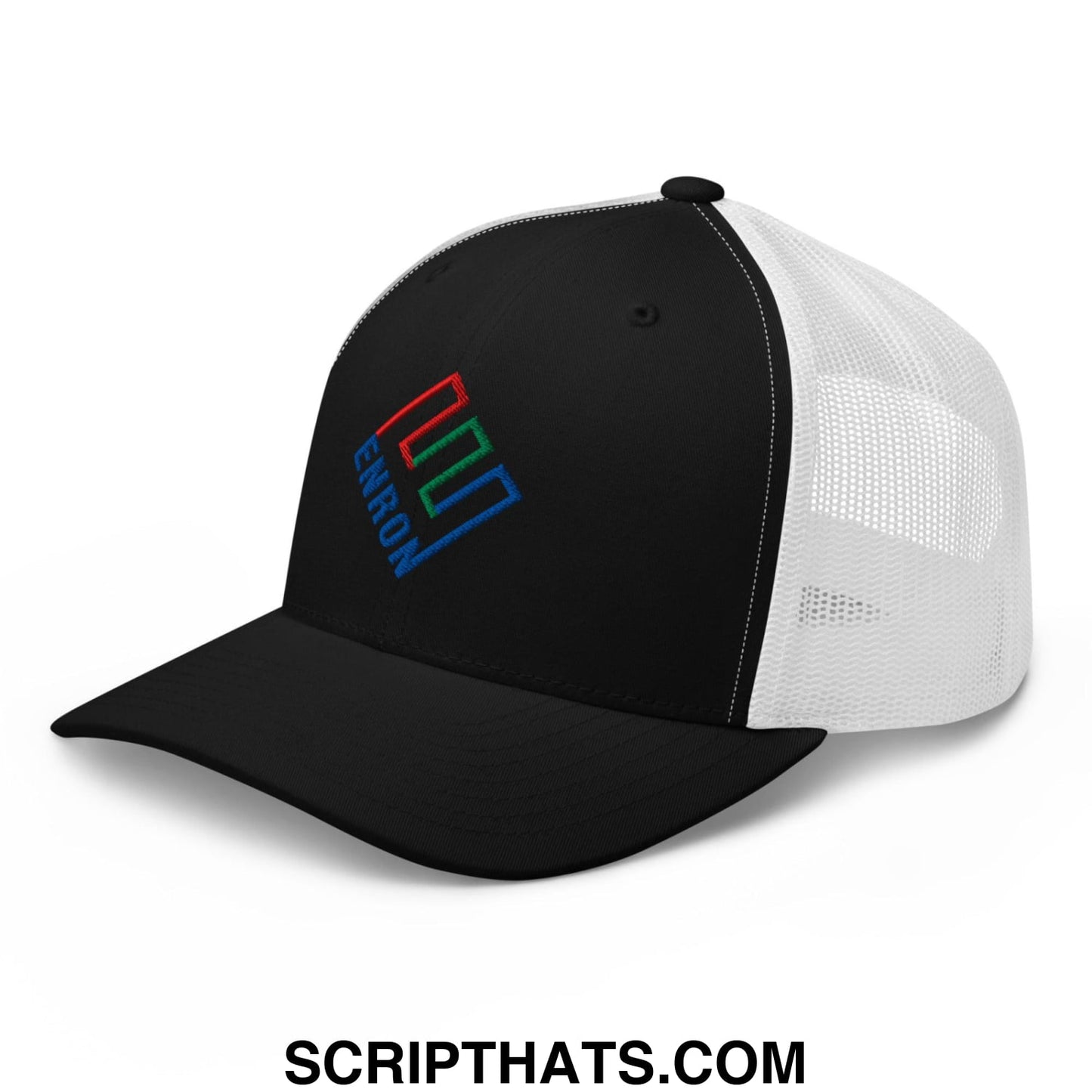 Enron Embroidered Mesh Trucker Hat Black White