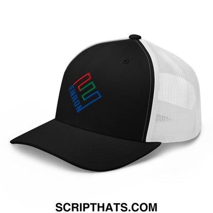 Enron Embroidered Mesh Trucker Hat Black White