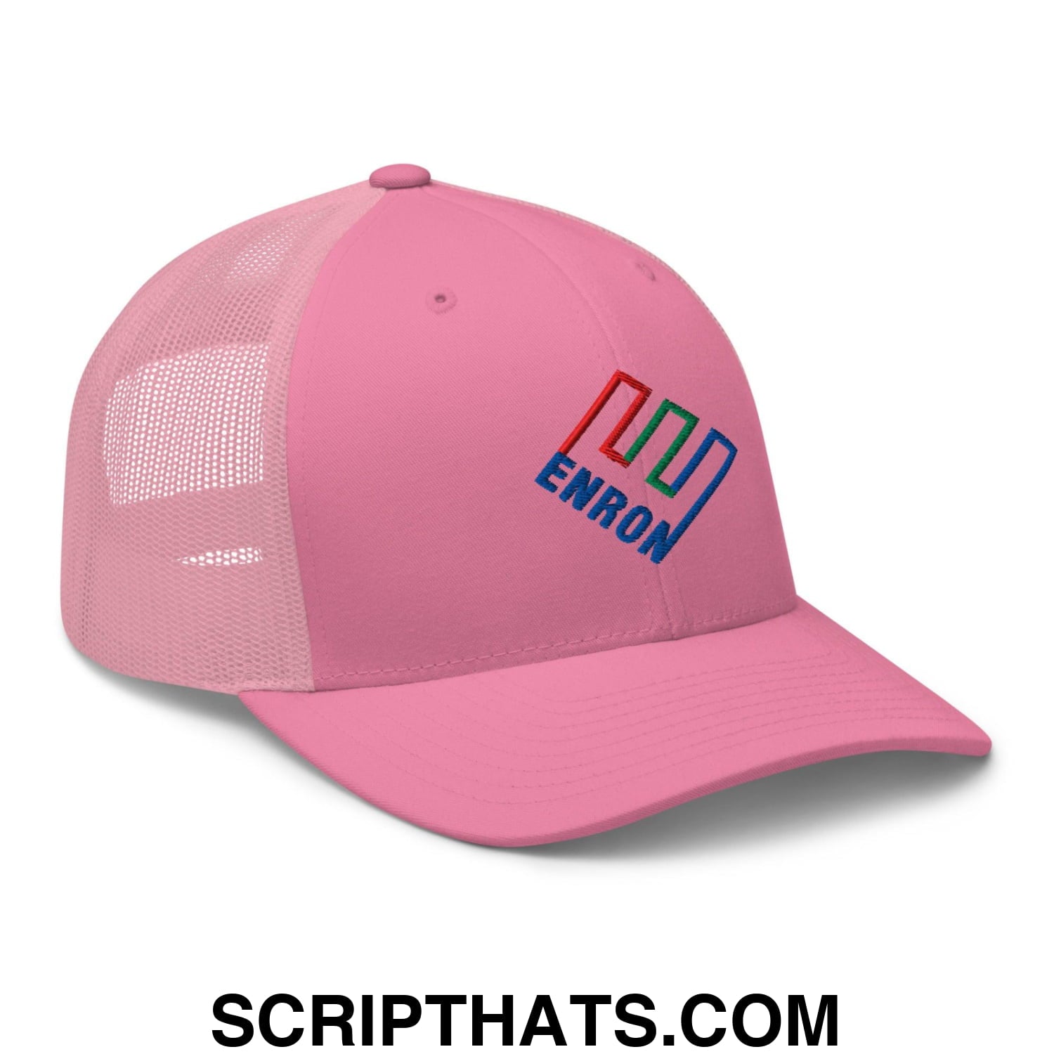 Enron Embroidered Mesh Trucker Hat Pink