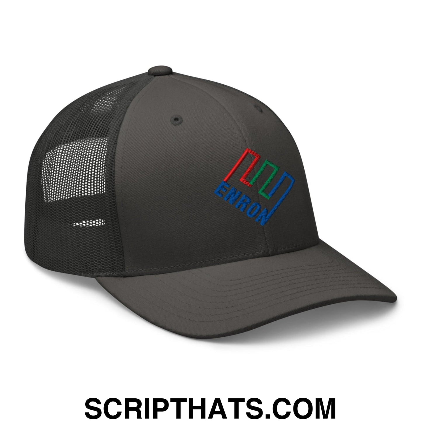 Enron Embroidered Mesh Trucker Hat Charcoal