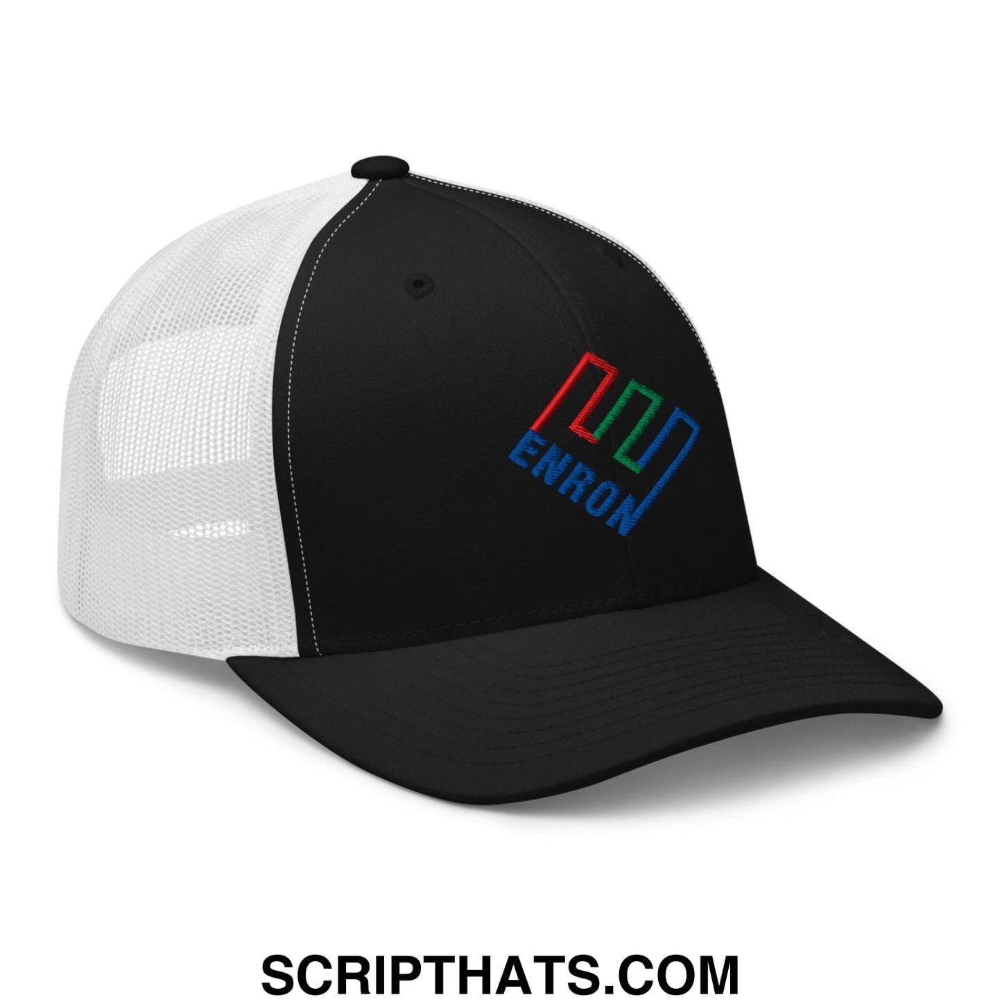 Enron Embroidered Mesh Trucker Hat Black White