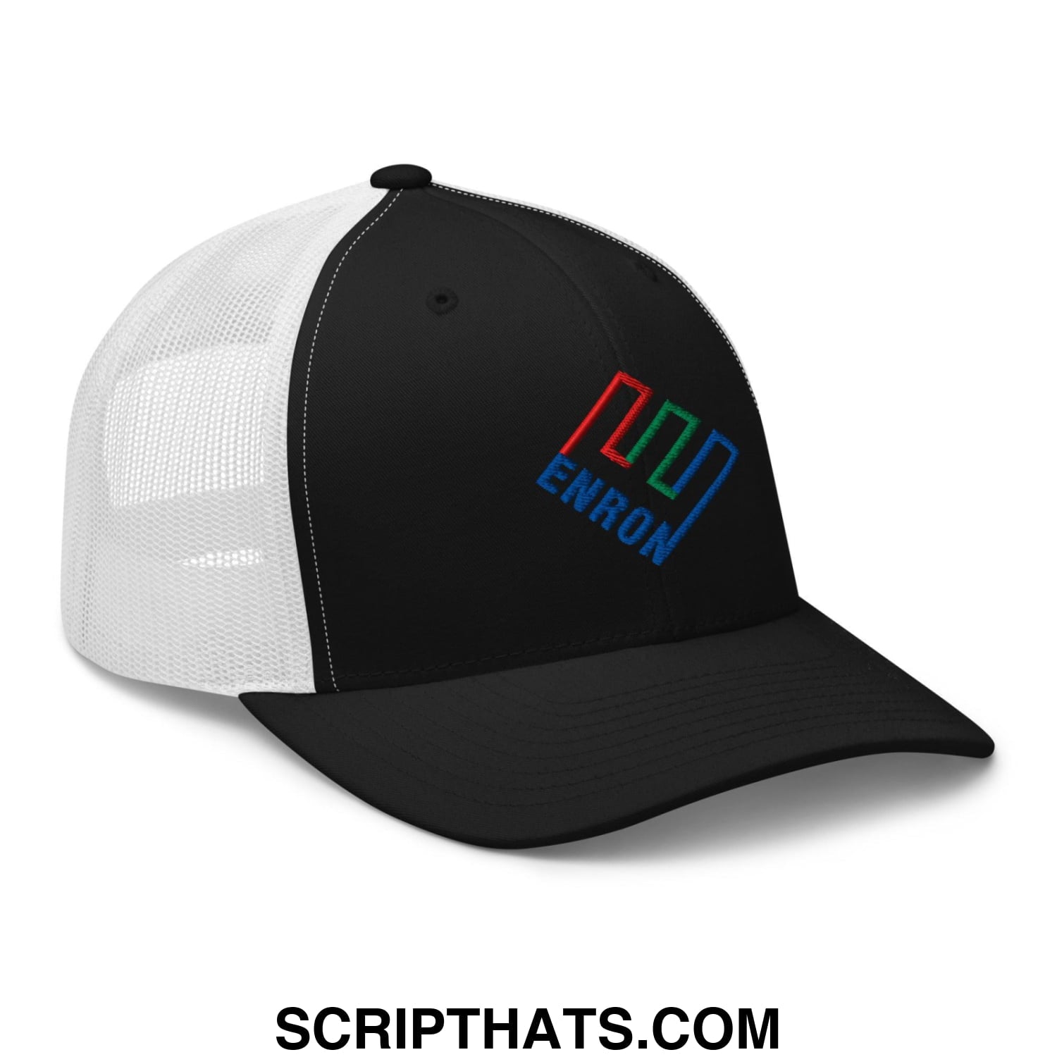Enron Embroidered Mesh Trucker Hat Black White