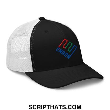 Enron Embroidered Mesh Trucker Hat Black White