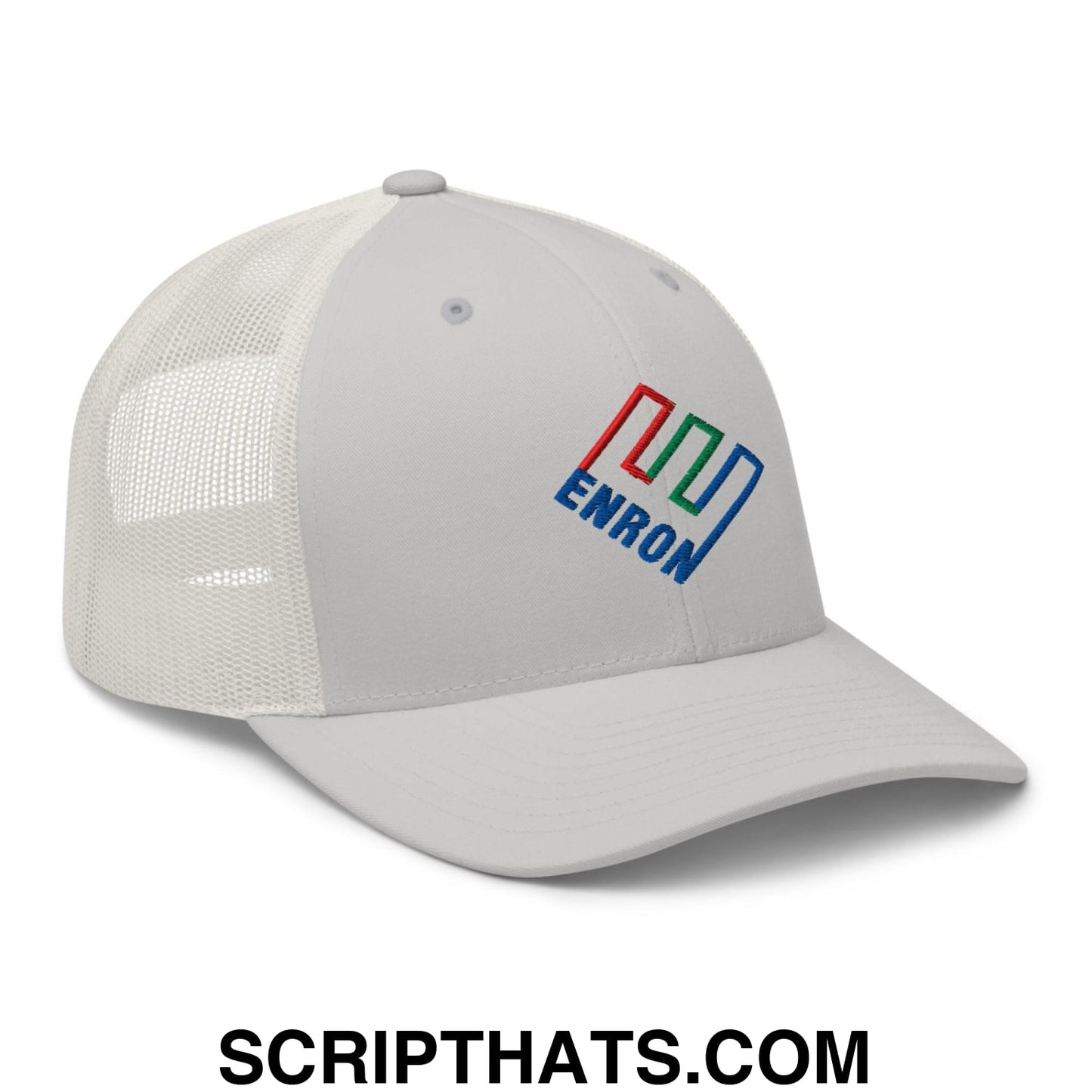 Enron Embroidered Mesh Trucker Hat Silver
