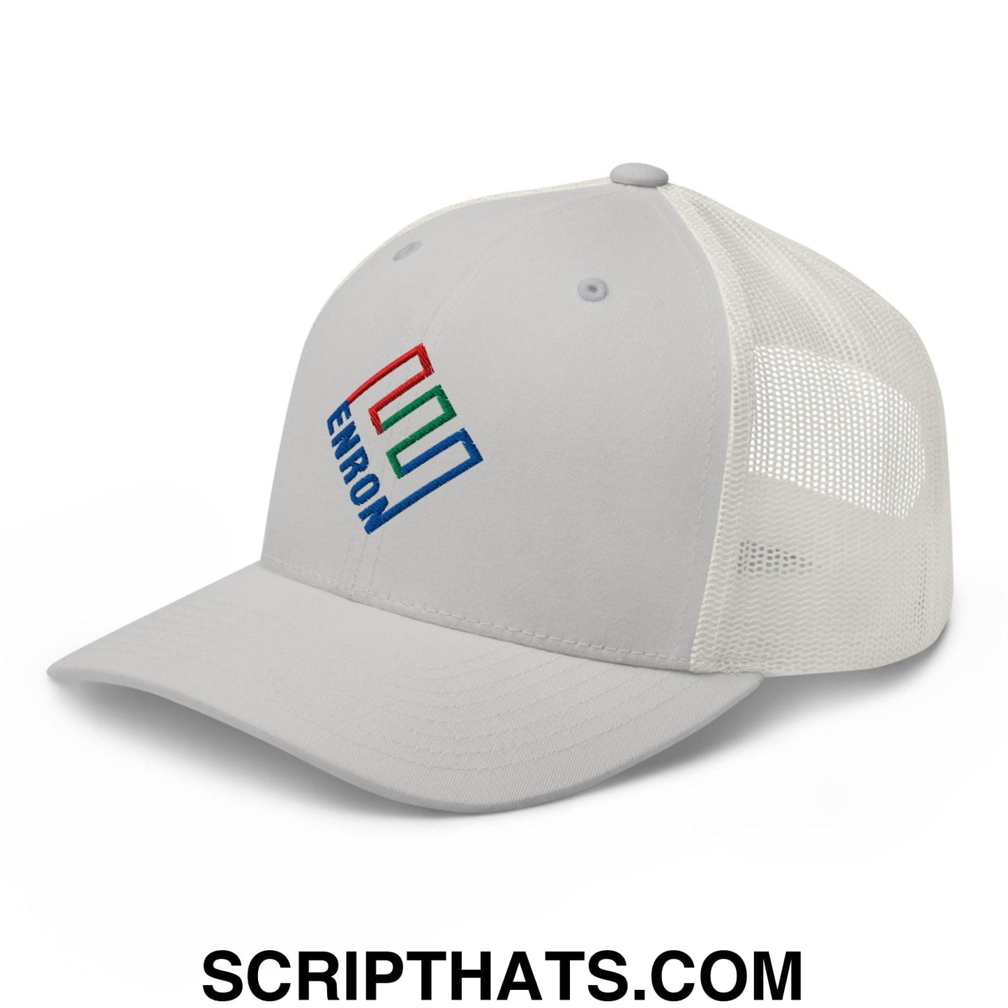 Enron Embroidered Mesh Trucker Hat Silver