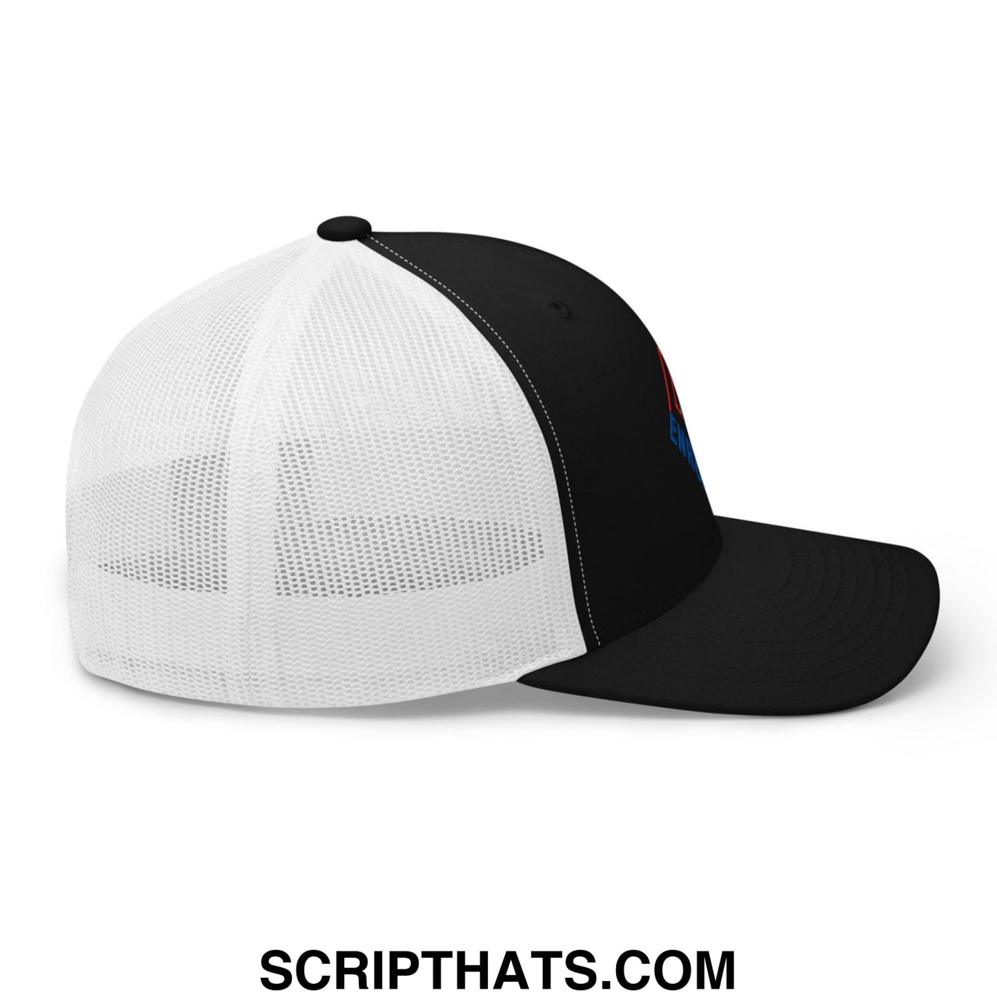 Enron Embroidered Mesh Trucker Hat Black White
