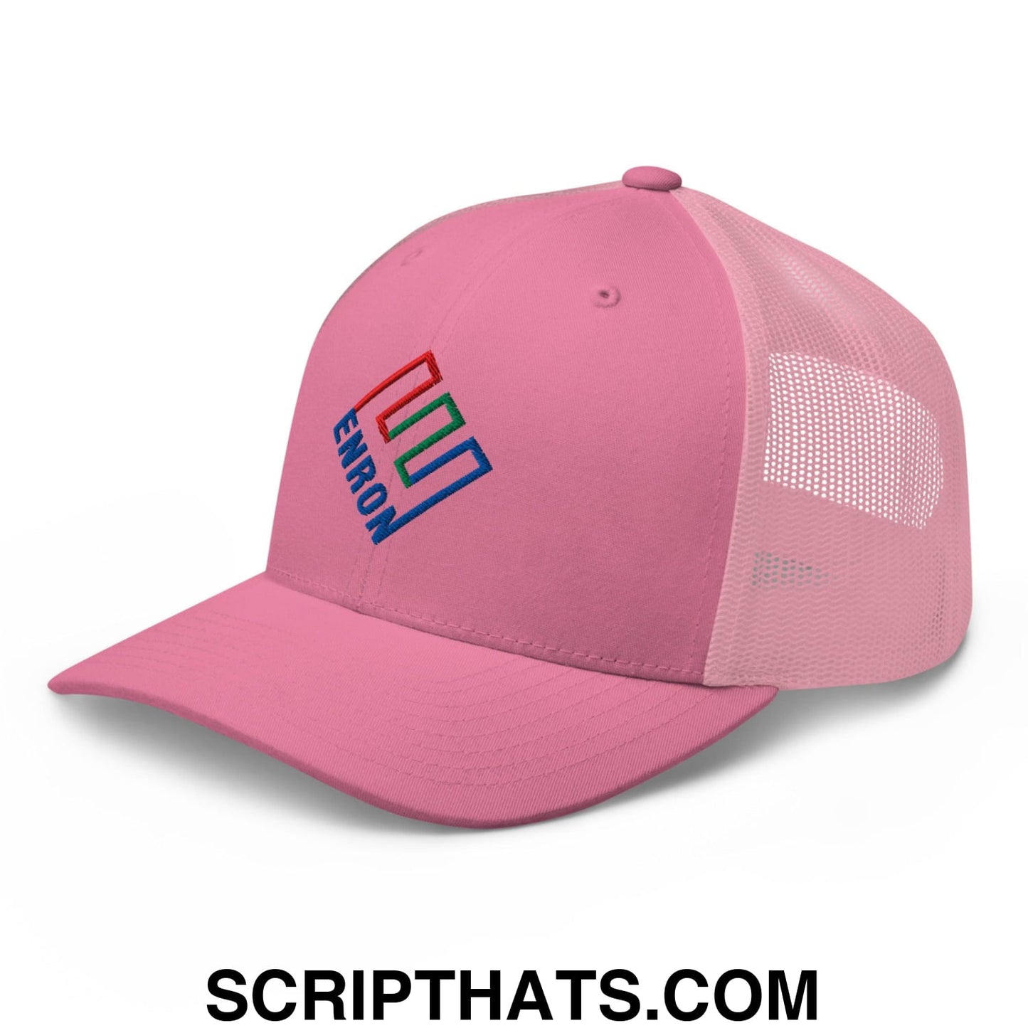 Enron Embroidered Mesh Trucker Hat Pink