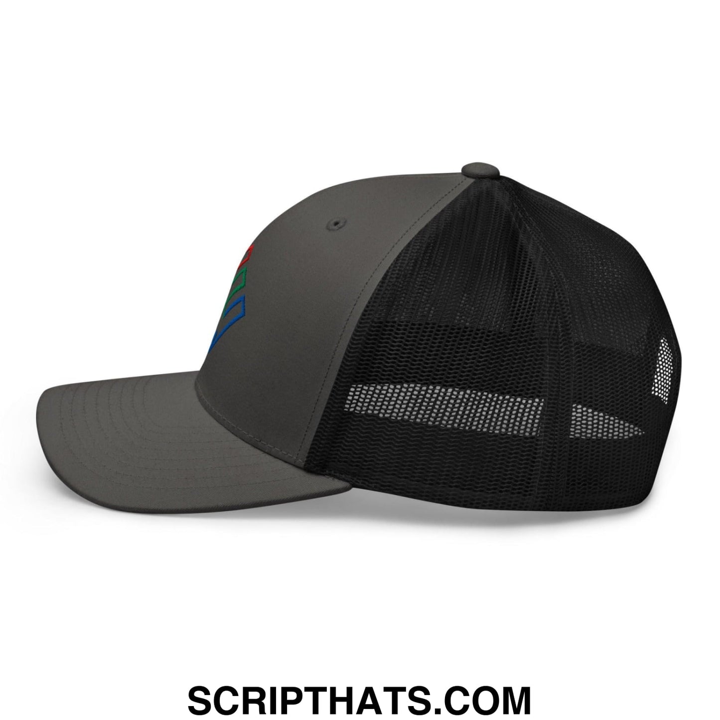 Enron Embroidered Mesh Trucker Hat Charcoal Black