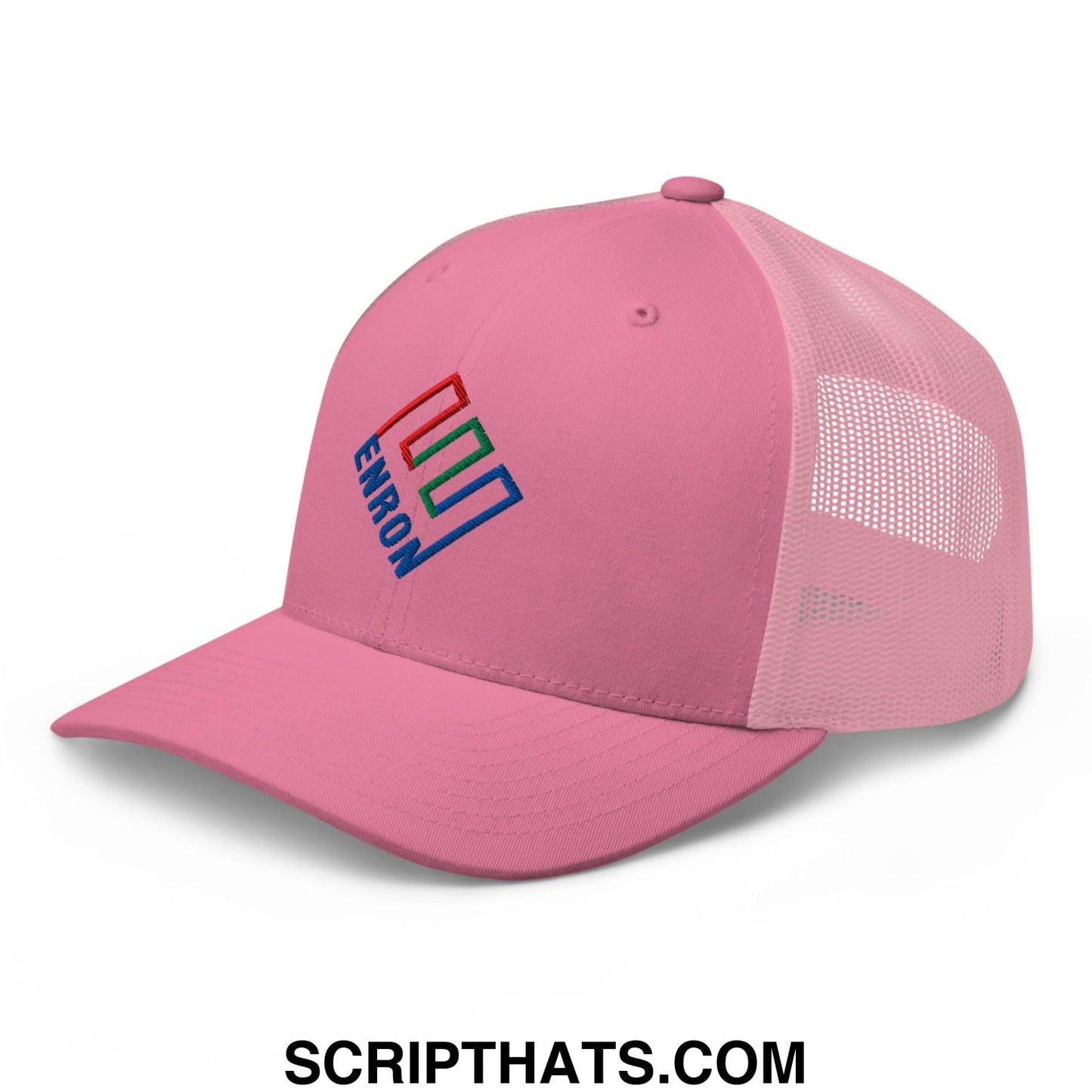 Enron Embroidered Mesh Trucker Hat Pink