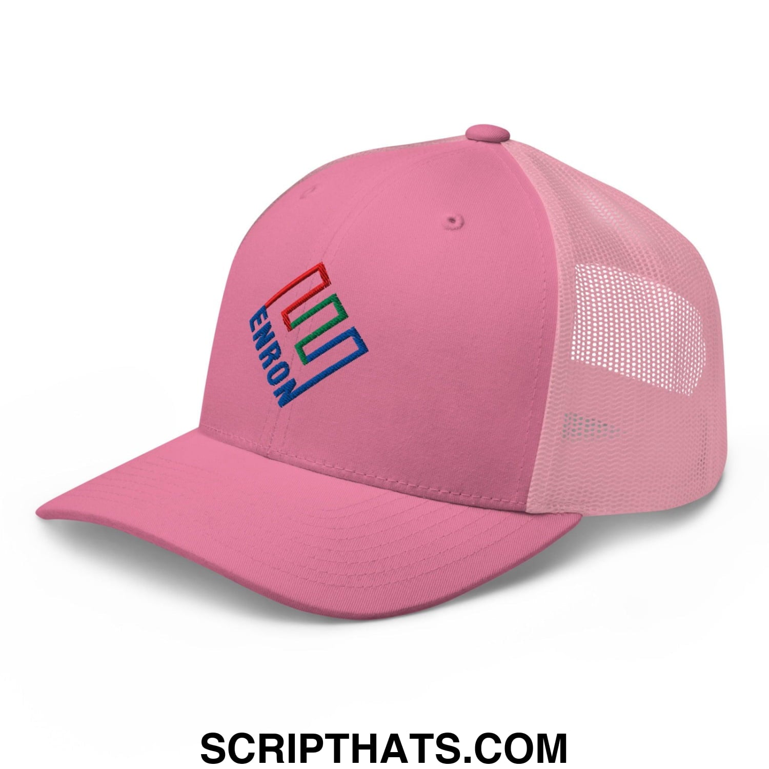 Enron Embroidered Mesh Trucker Hat Pink