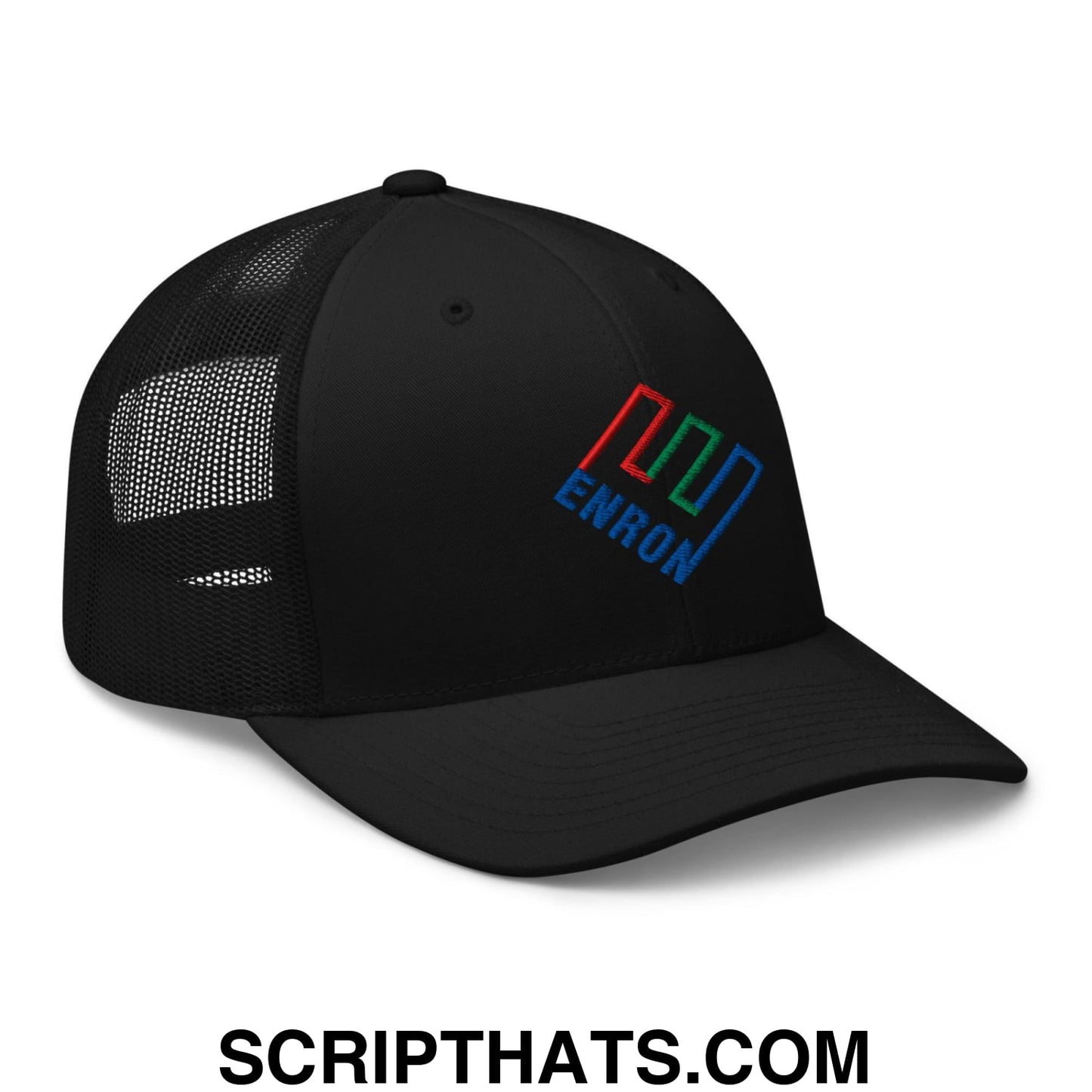 Enron Embroidered Mesh Trucker Hat Black