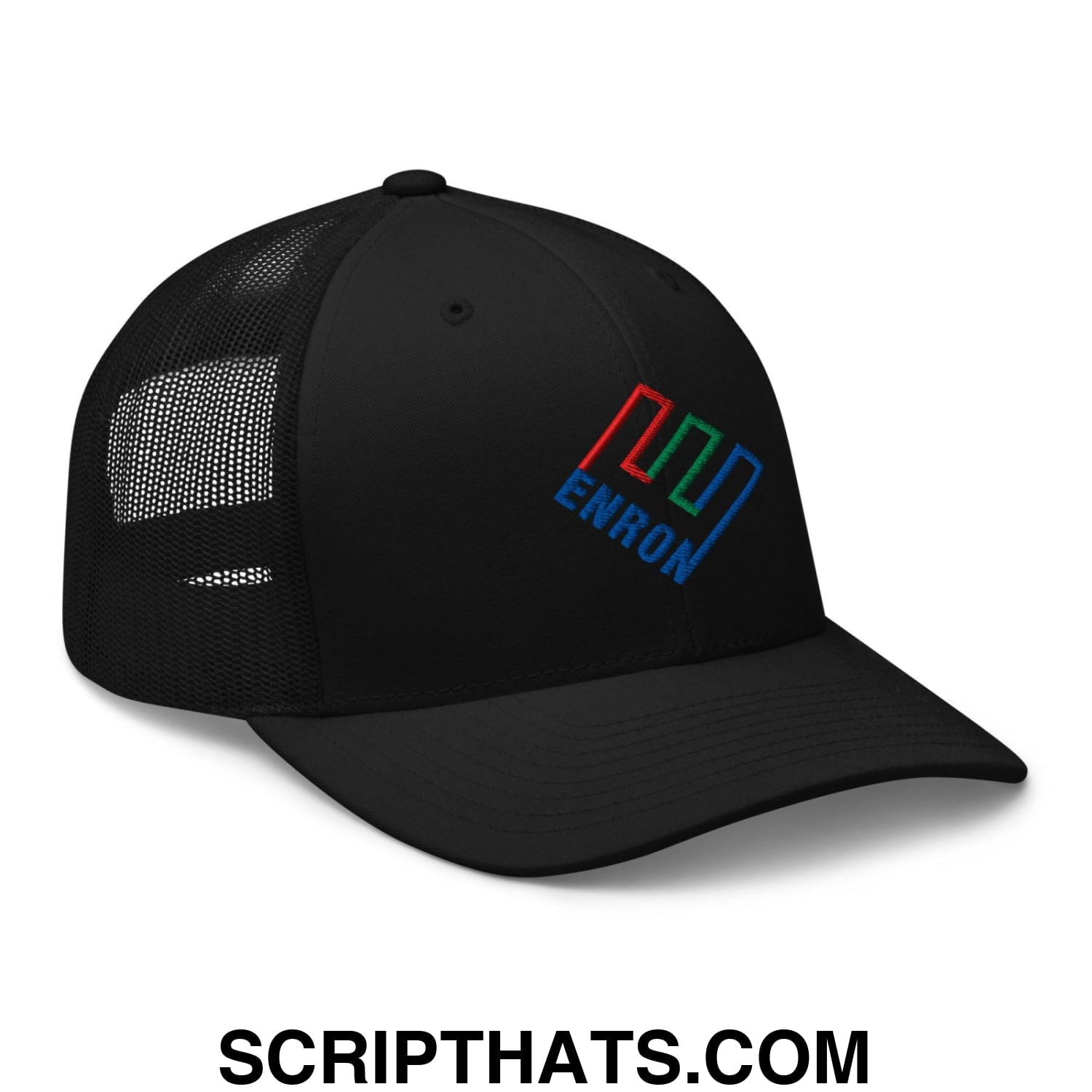 Enron Embroidered Mesh Trucker Hat Black