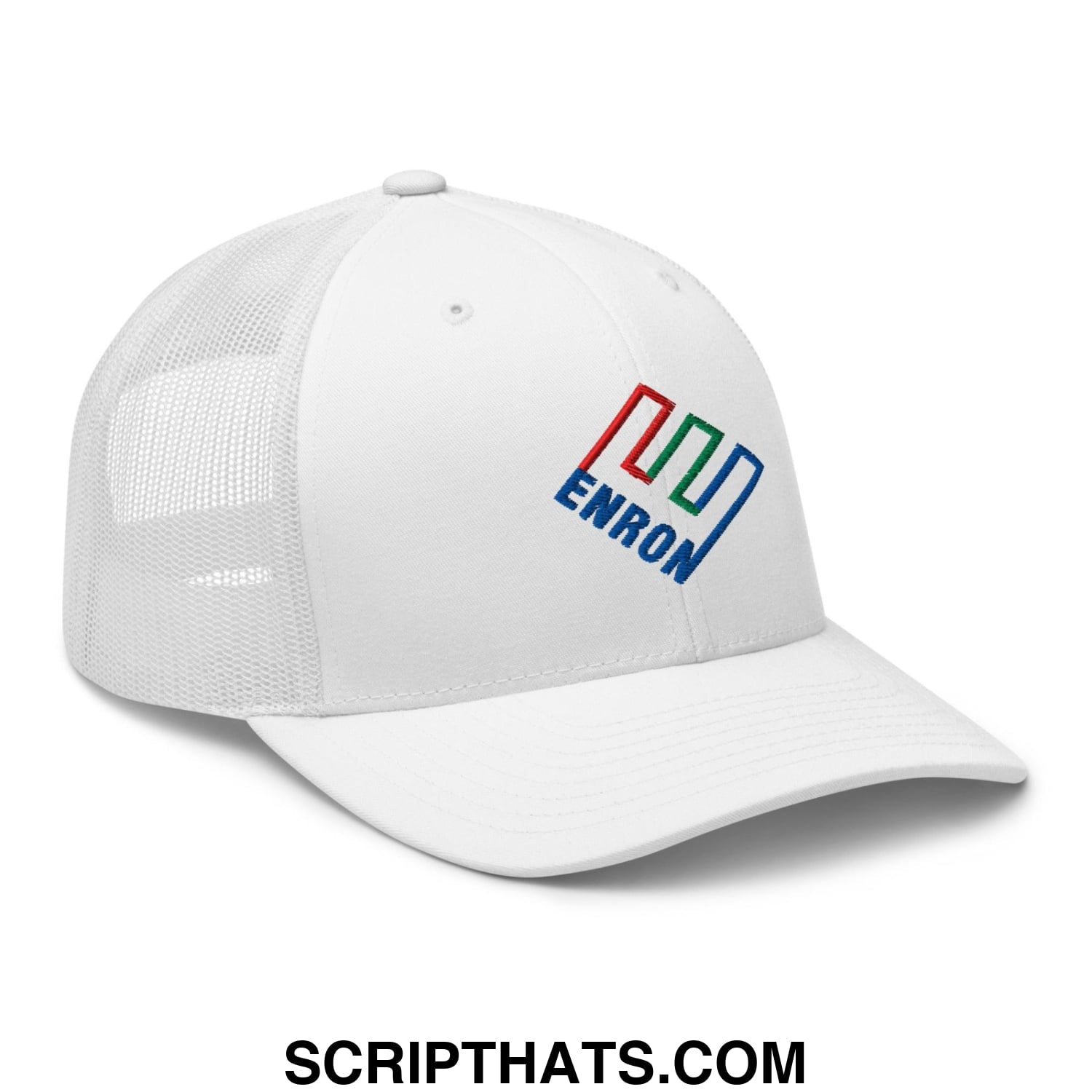 Enron Embroidered Mesh Trucker Hat White