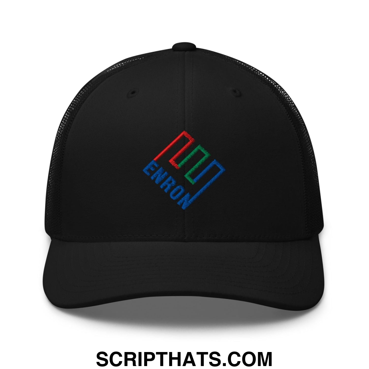 Enron Embroidered Mesh Trucker Hat Black