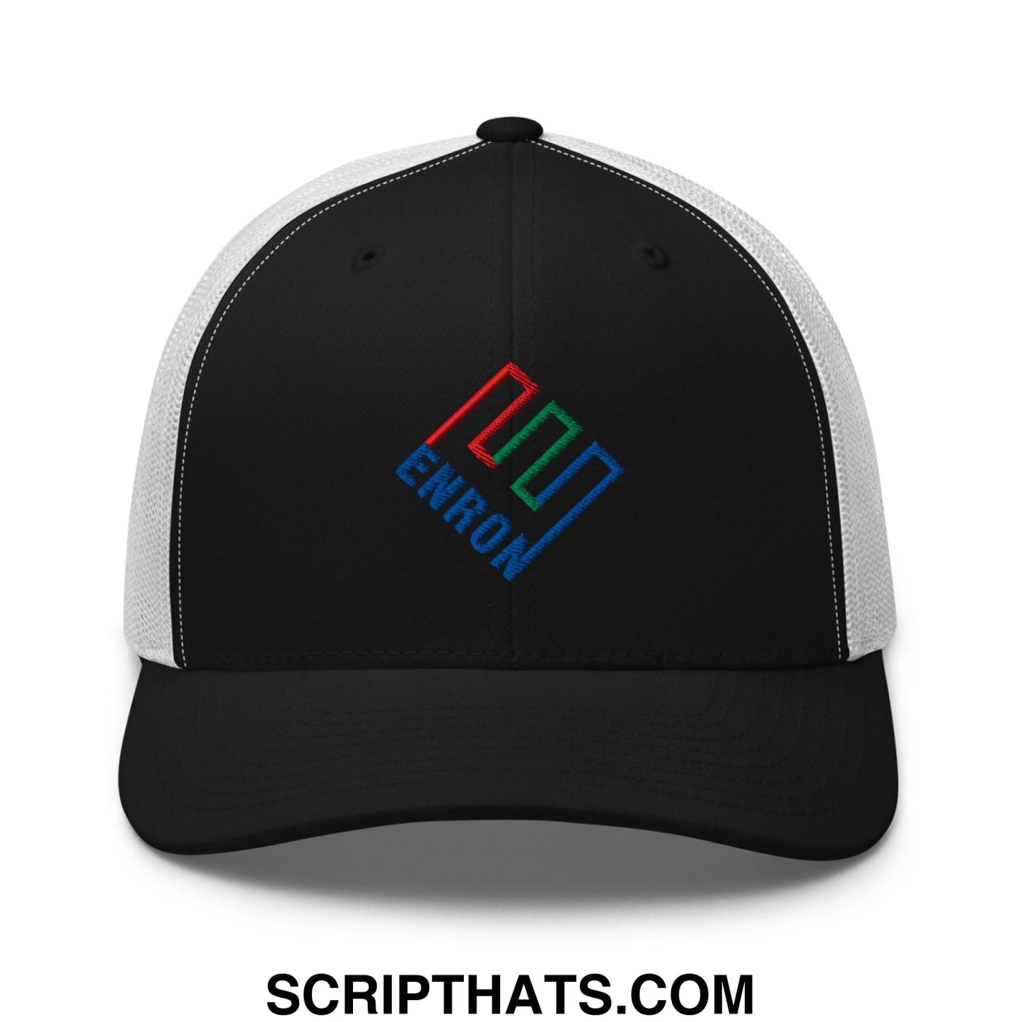 Enron Embroidered Mesh Trucker Hat Black White