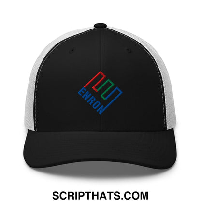 Enron Embroidered Mesh Trucker Hat Black White