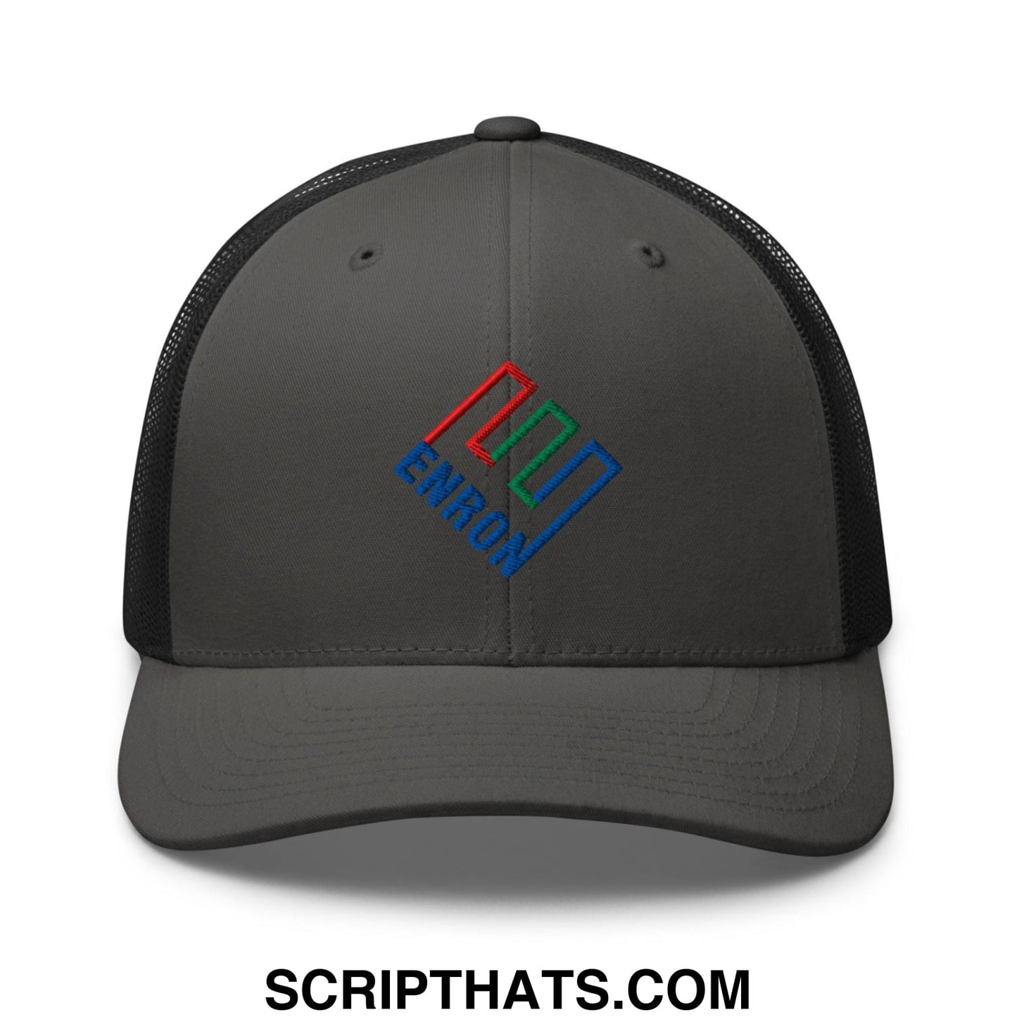 Enron Embroidered Mesh Trucker Hat Charcoal Black