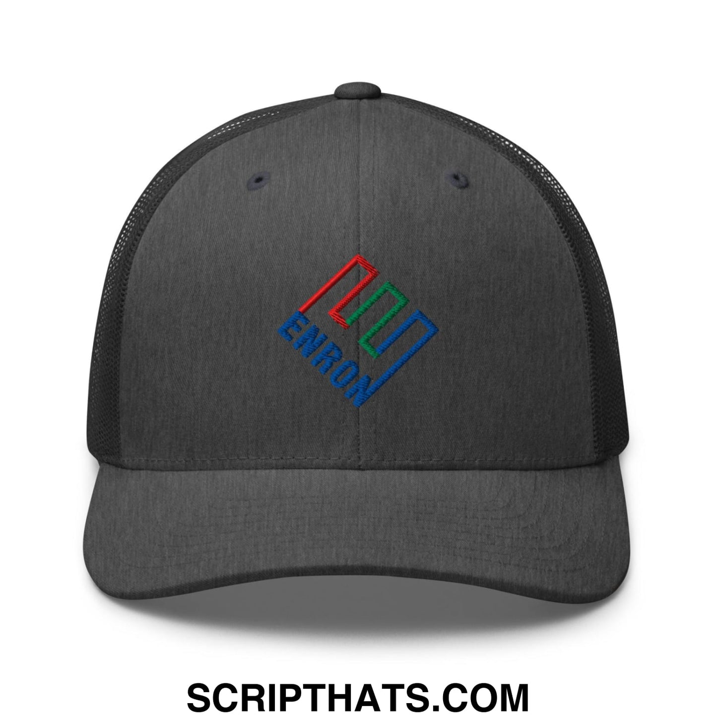 Enron Embroidered Mesh Trucker Hat Dark Heather Gray