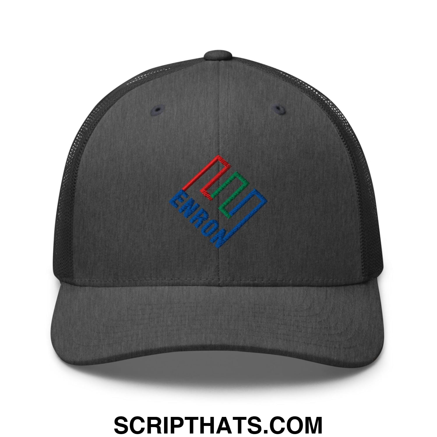 Enron Embroidered Mesh Trucker Hat Dark Heather Gray