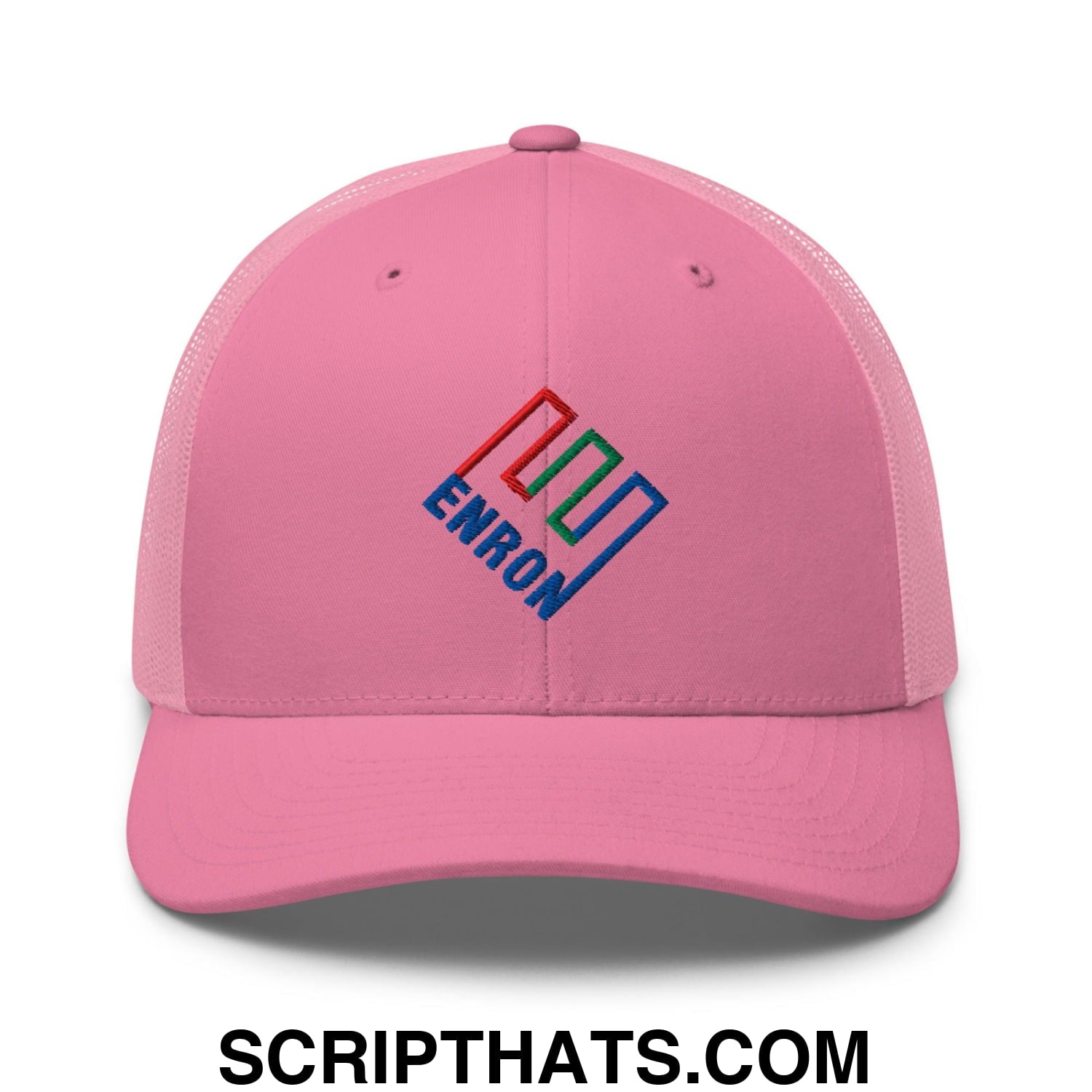 Enron Embroidered Mesh Trucker Hat Pink