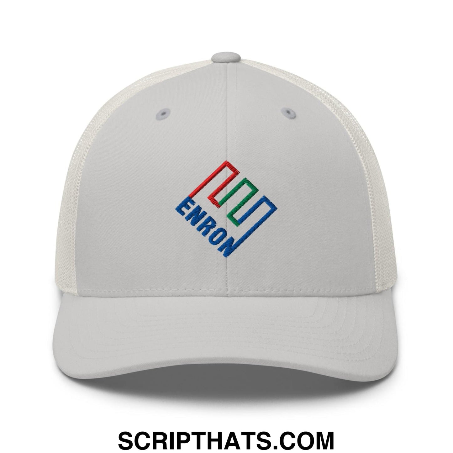 Enron Embroidered Mesh Trucker Hat Silver