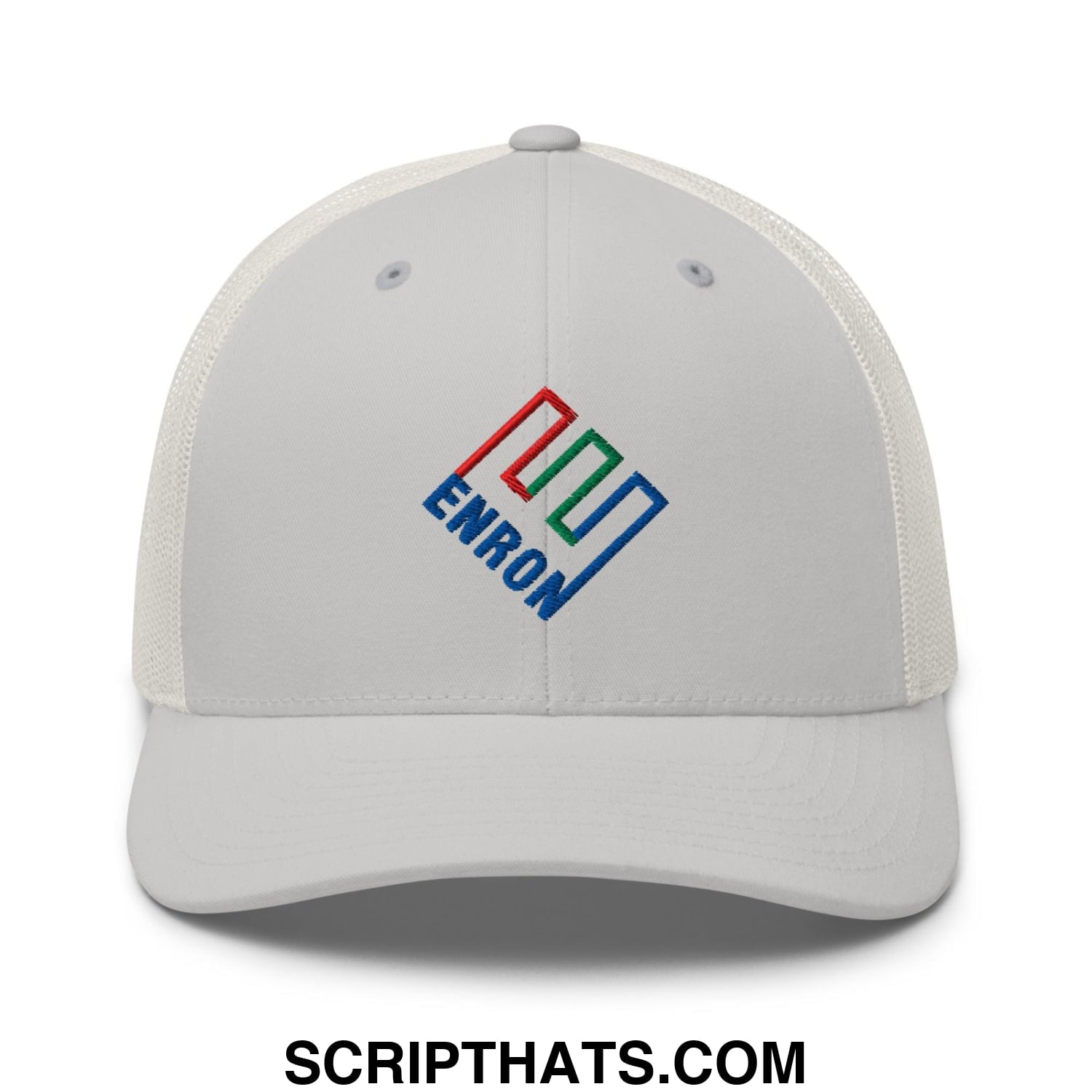 Enron Embroidered Mesh Trucker Hat Silver