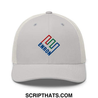 Enron Embroidered Mesh Trucker Hat Silver
