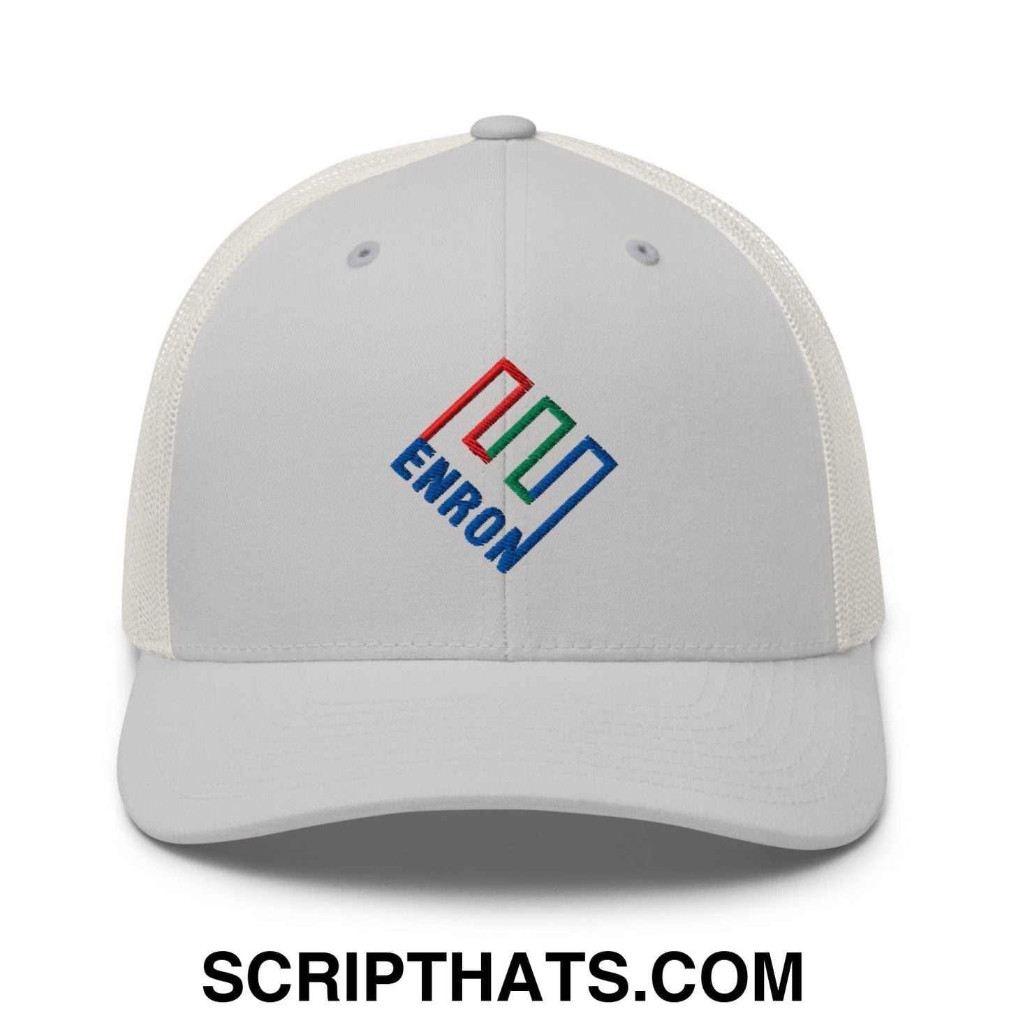 Enron Embroidered Mesh Trucker Hat Silver