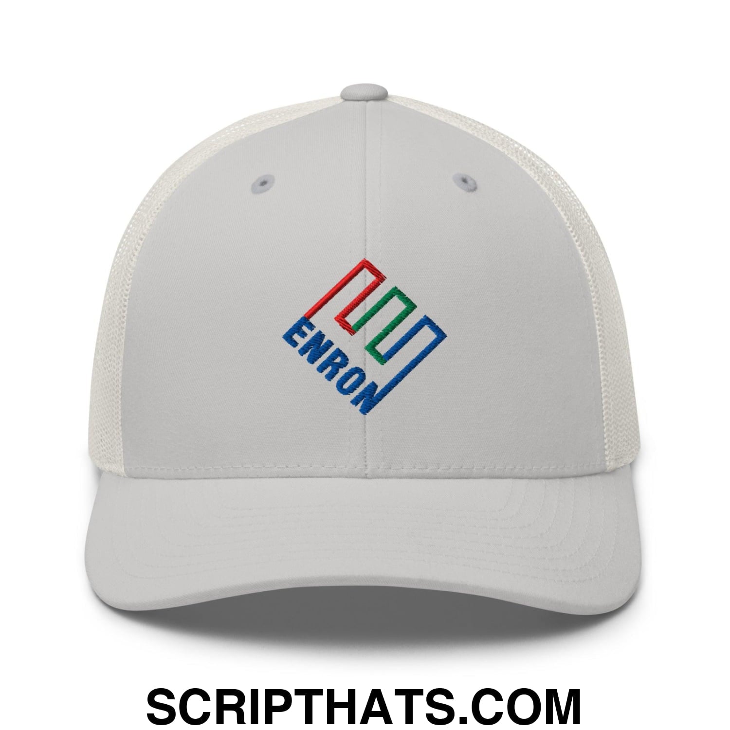 Enron Embroidered Mesh Trucker Hat Silver