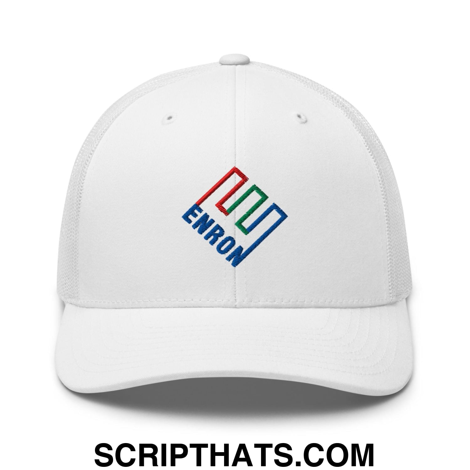 Enron Embroidered Mesh Trucker Hat White