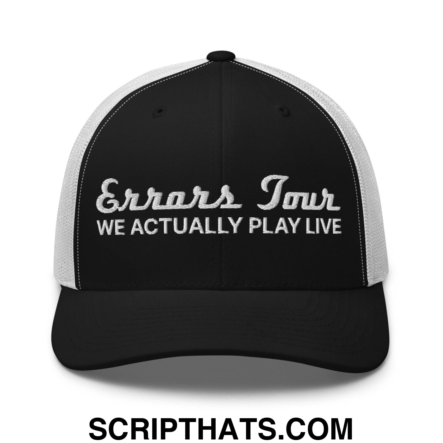 Errors Tour We Actually Play Live Retro Trucker Hat Black White