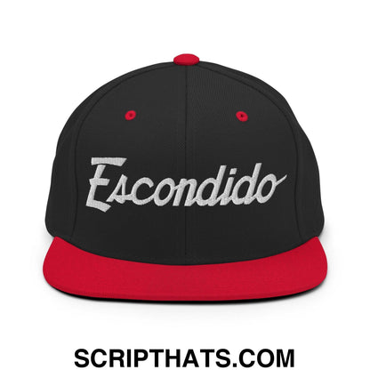 Escondido Script Snapback Hat Black Red