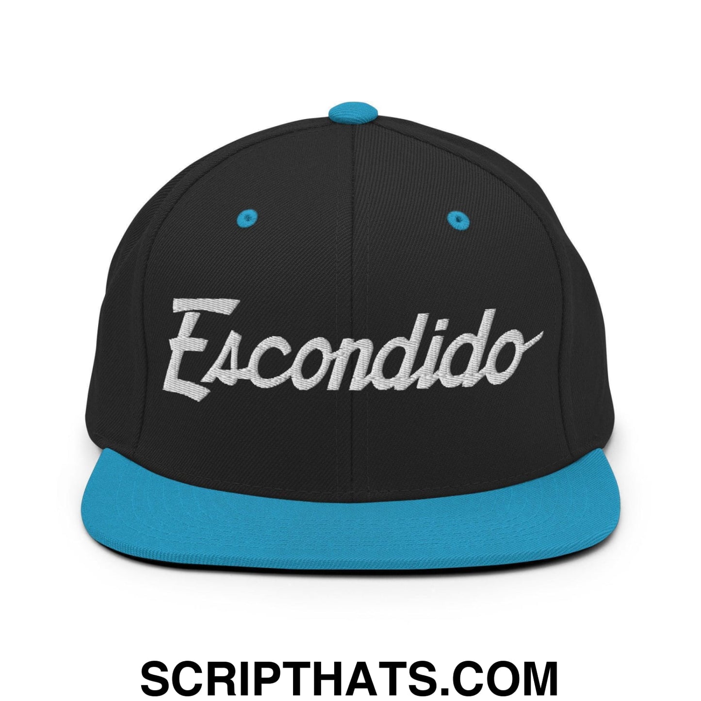 Escondido Script Snapback Hat Black Teal
