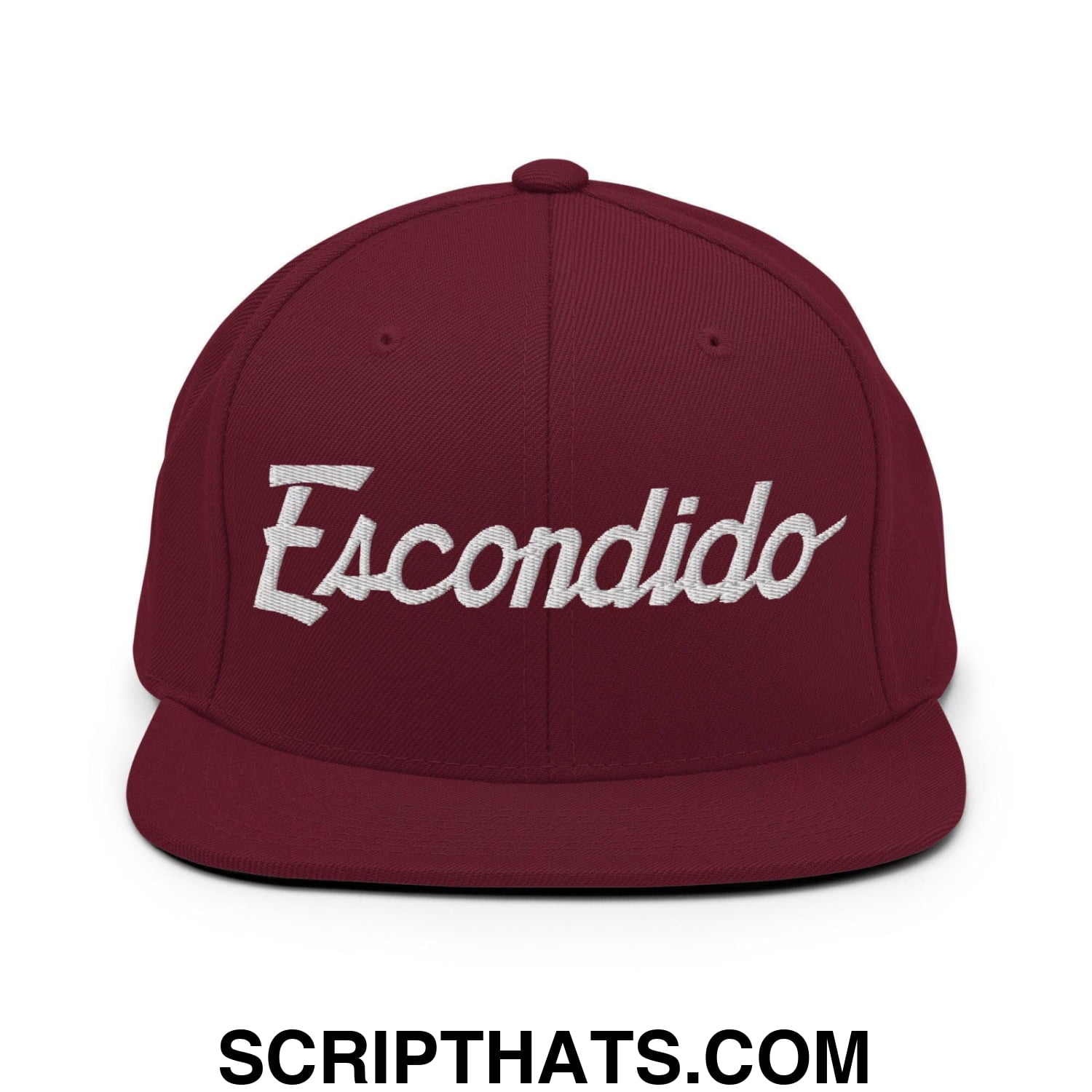 Escondido Script Snapback Hat Maroon