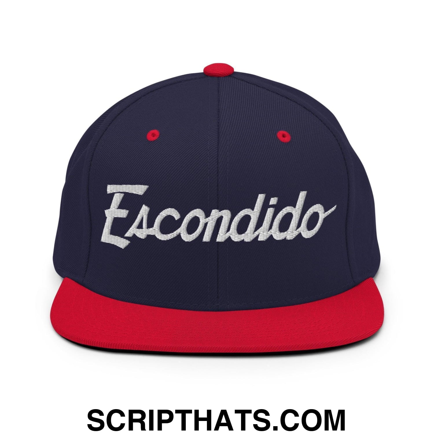 Escondido Script Snapback Hat Navy Red