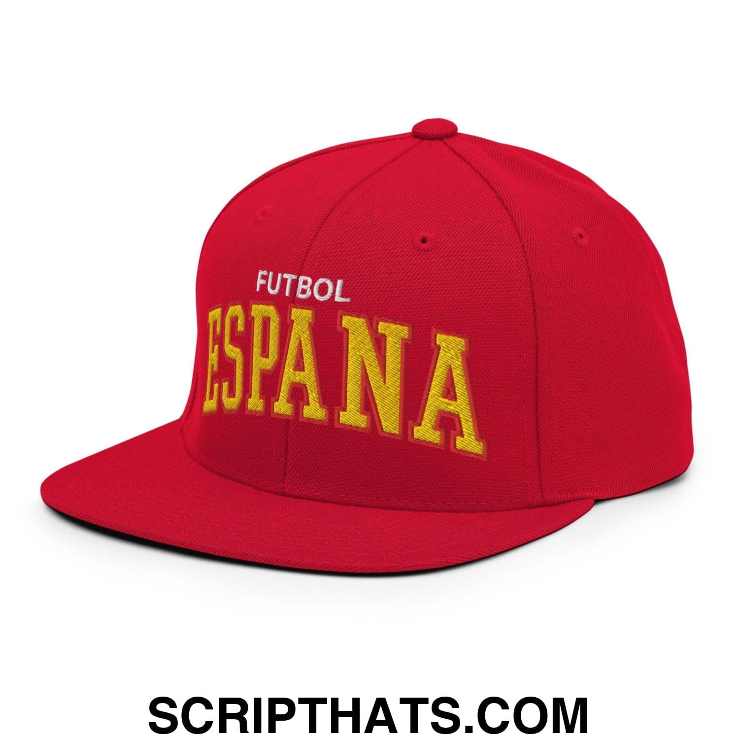 Espana Futbol Soccer Letterman Varsity Block Snapback Hat Red