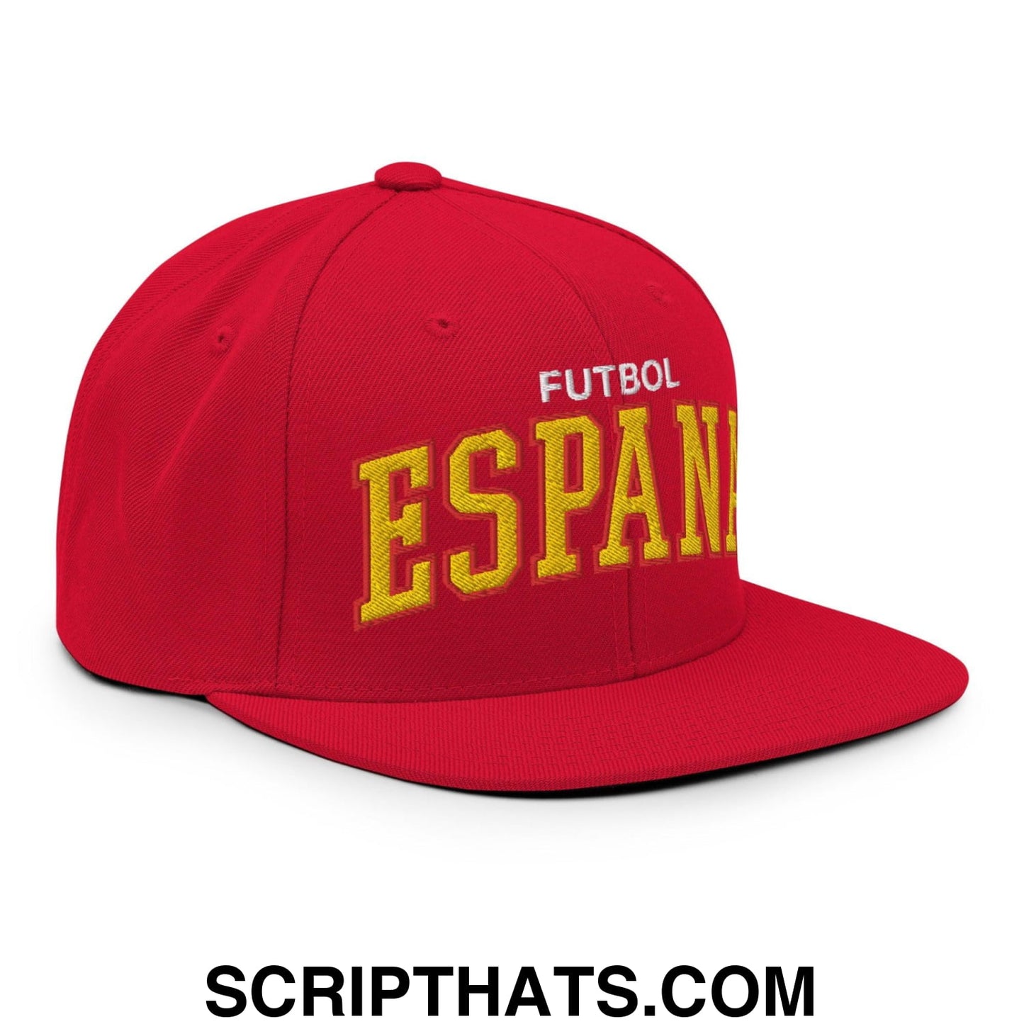 Espana Futbol Soccer Letterman Varsity Block Snapback Hat Red