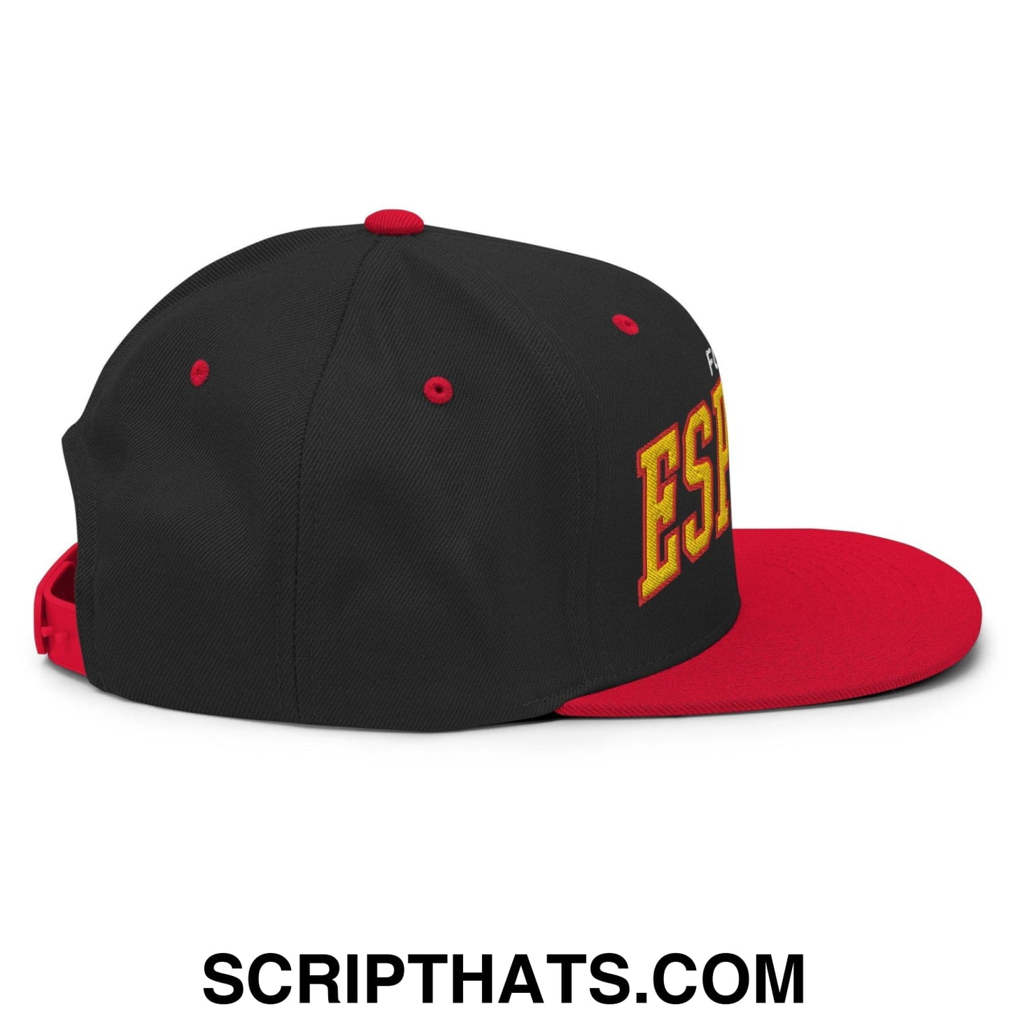 Espana Futbol Soccer Letterman Varsity Block Snapback Hat Black Red
