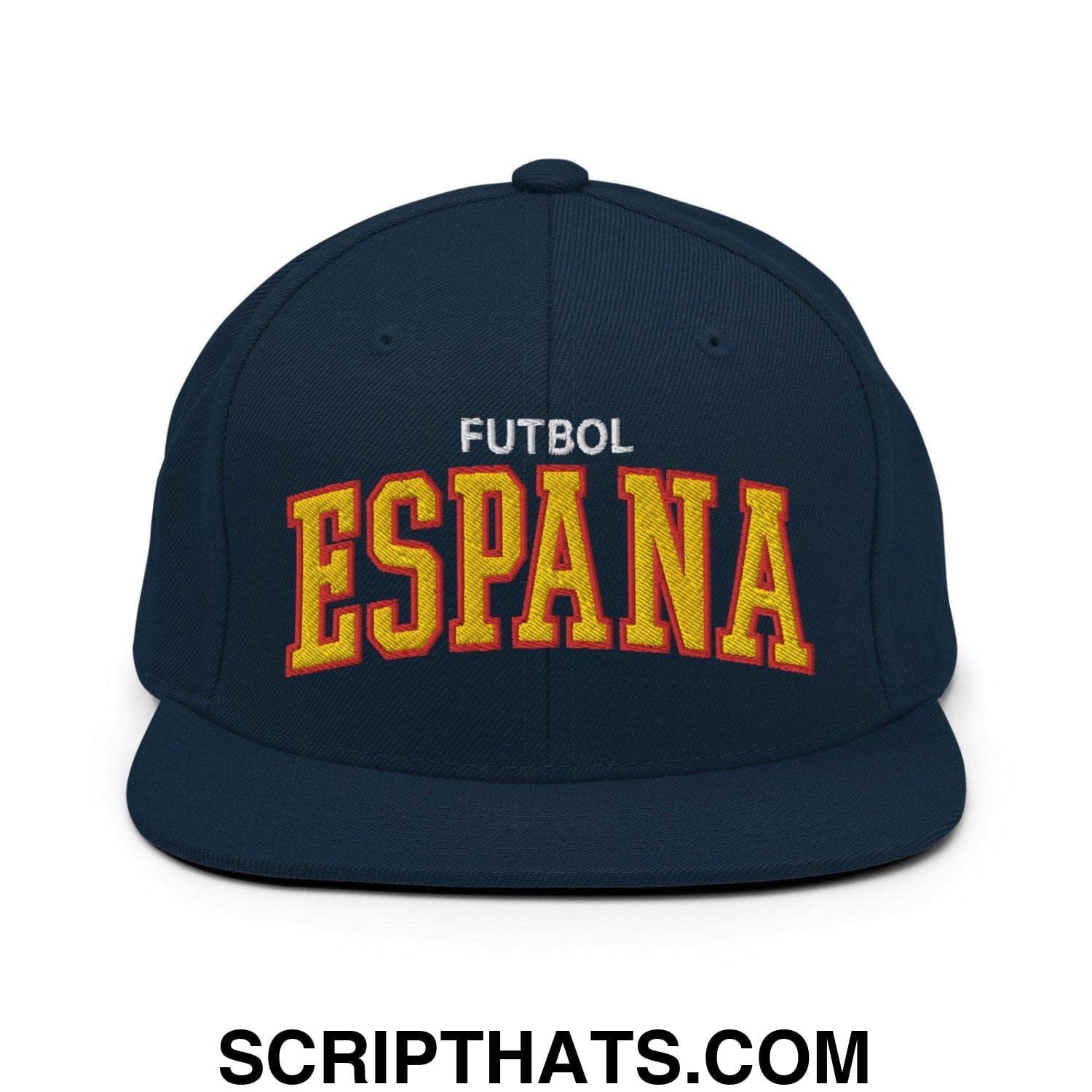 Espana Futbol Soccer Letterman Varsity Block Snapback Hat Dark Navy