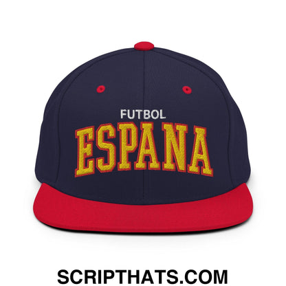 Espana Futbol Soccer Letterman Varsity Block Snapback Hat Navy Red