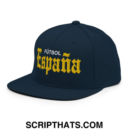 Espana Futbol Soccer OG Old English Snapback Hat Dark Navy