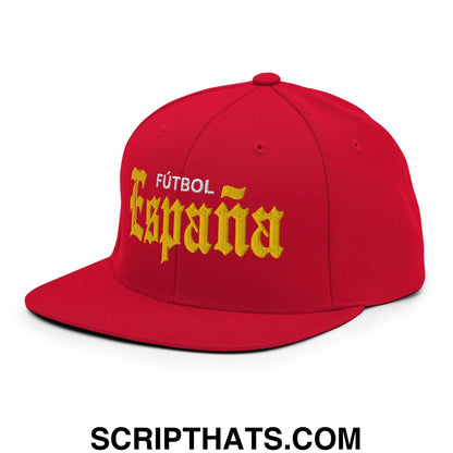 Espana Futbol Soccer OG Old English Snapback Hat Red